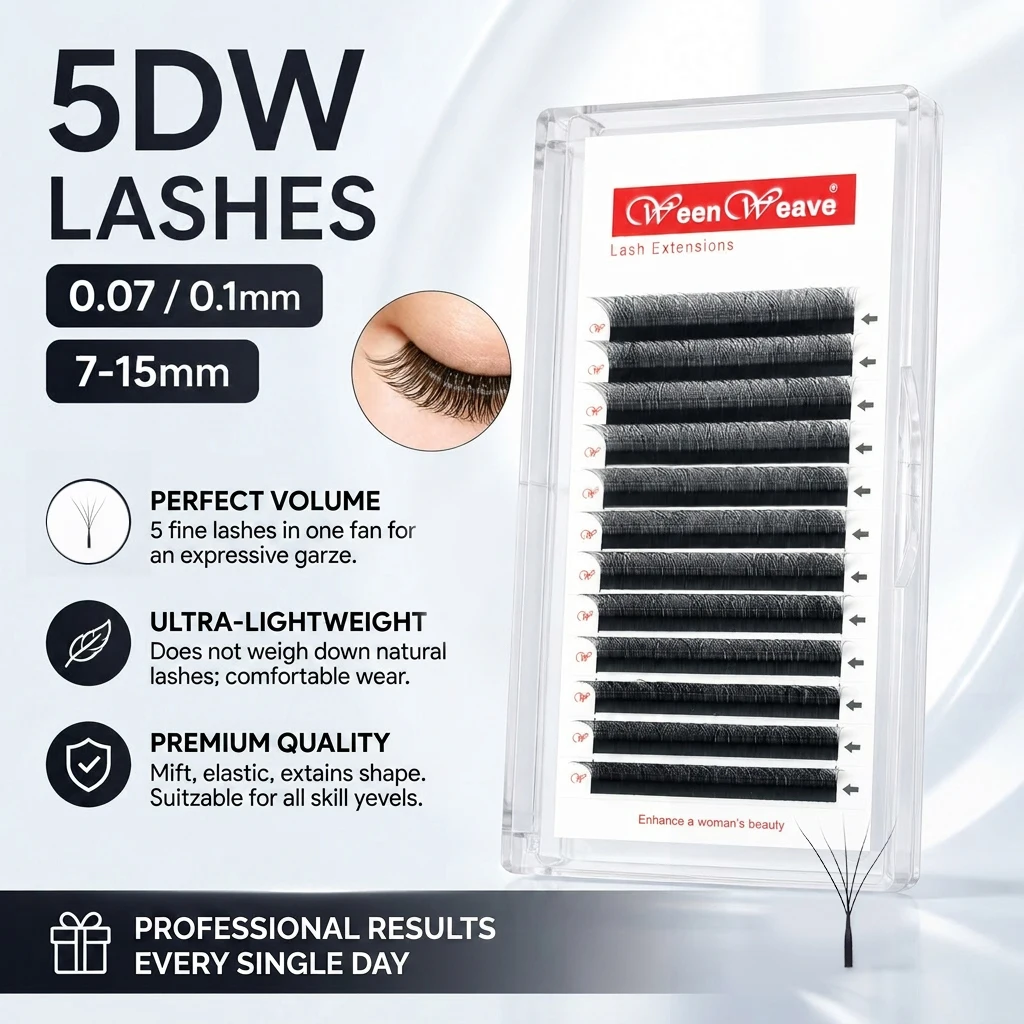 WeenWeave 5D W Style Lashes Natural Soft Light Bloom Lash Premade Fans Eyelash Extensions
