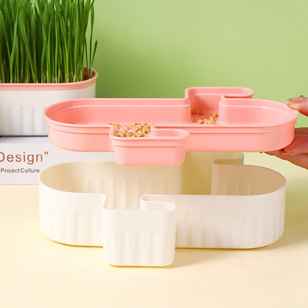 

2Pcs Cat Grass Planter Box Practical Household Cat Plant Pot Soilless Hydroponic Nursery Planting Box for Home