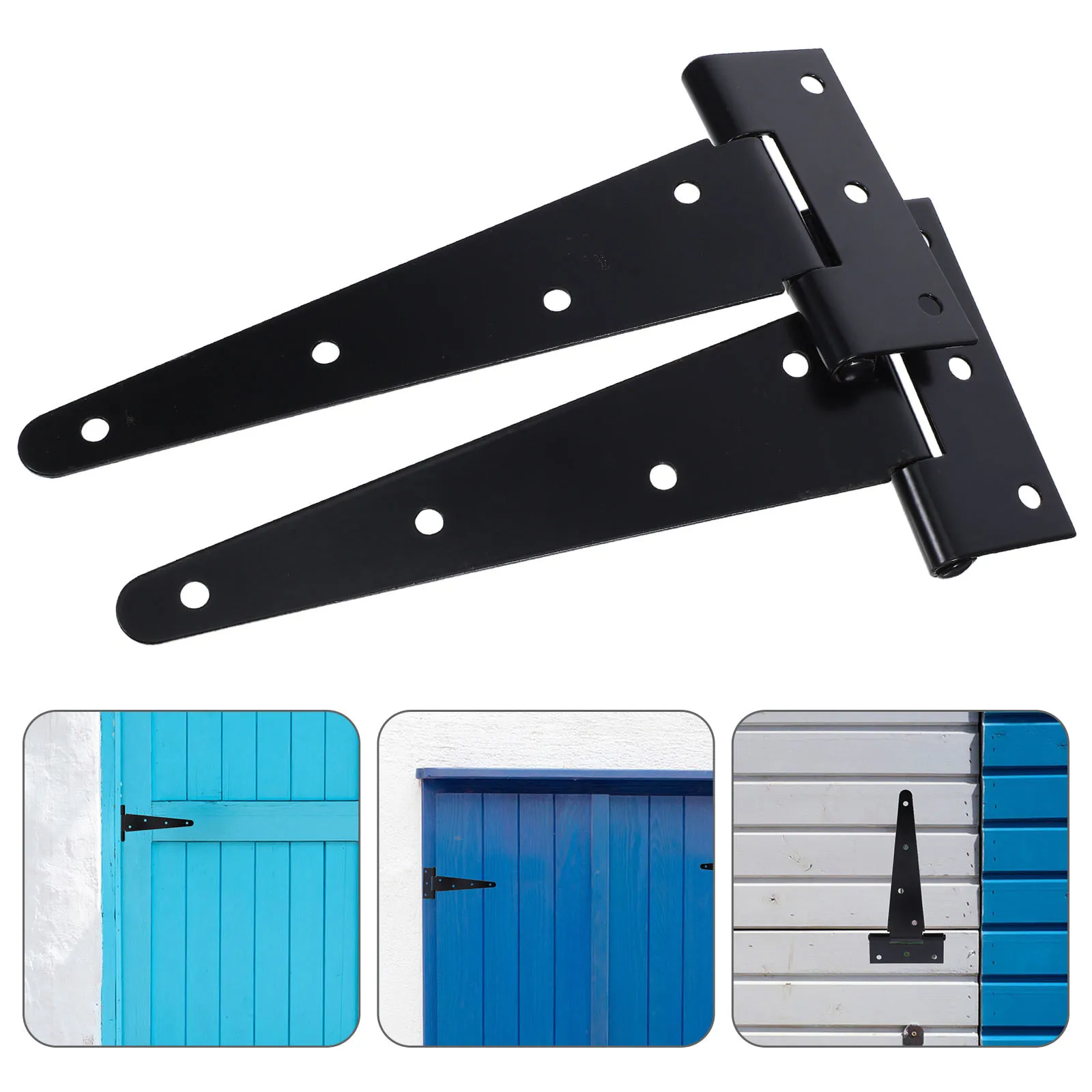 

1 Set Heavy Duty Iron Door Hinge Extended T-Shape Reinforced Bearing Hinge Slotted Adjustable Mounting Hardware For Wood Gate