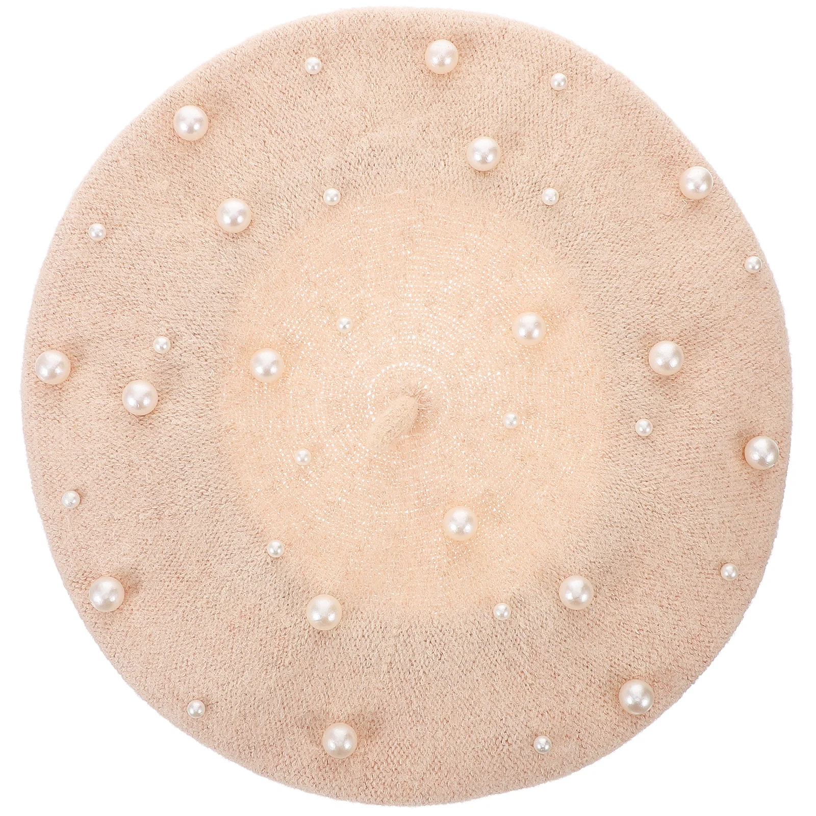 

Women's Pearl Beret Autumn Winter Cashmere Luxury Heavy Work Beaded Rivet Wool Beret Free Size Beige Casual Outdoor Hat