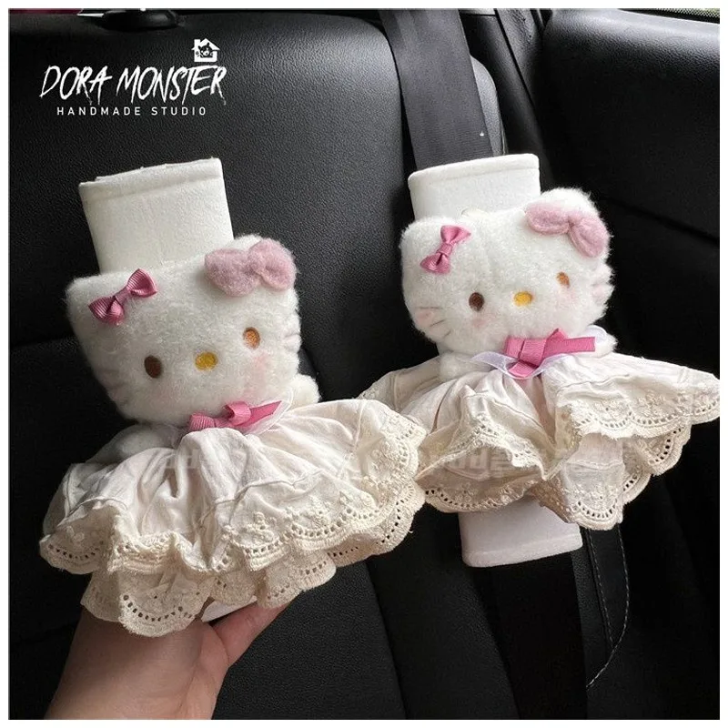 Anime Lolita Dress Hellokittys Plush Doll Car Seat Belt Cover Cute Auto Accessories Wear Resistant Anti Slip Sleeve Girl Gift