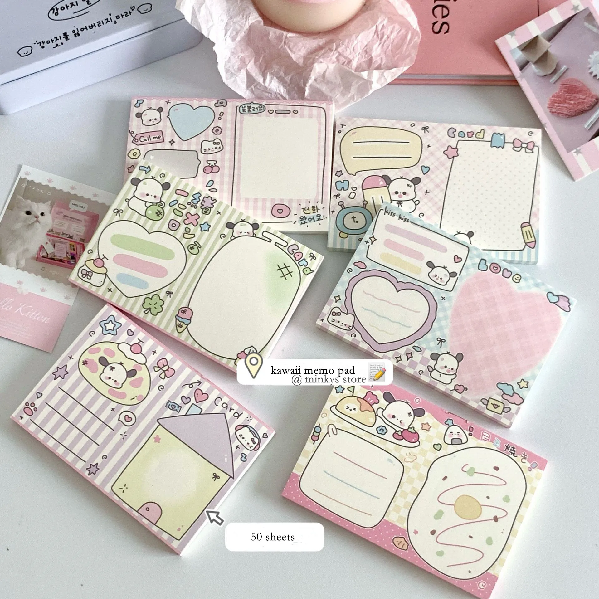 MINKYS 50 Sheets Kawaii Cartoon Memo Pads Paper To Do List Journal Note Paperlaria DIY Material Stationery