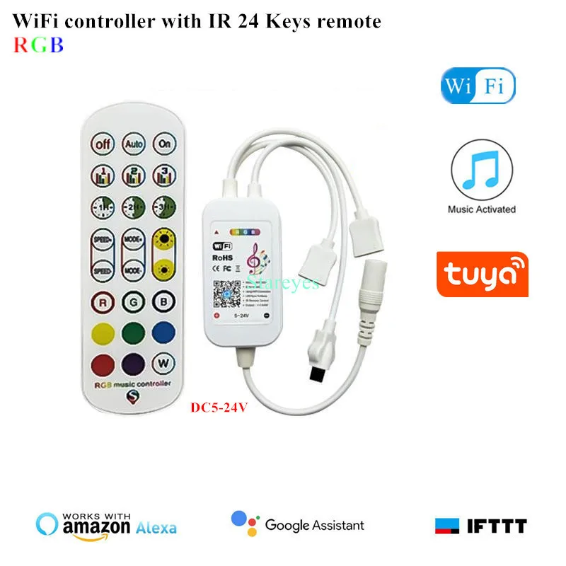 Magic Home WiFi Wireless Remote Controller Dimmer DC12V 24V Single color RGB  RGBW Remote Alex Tuya Control For LED Strip