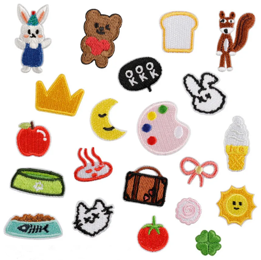 

Bag Moon Apple Crown Iron On Sew On Embroidered Patches Clothing Hat Bag Shoe Repair Phone Gift Box Decor DIY Accessory 10 Pcs