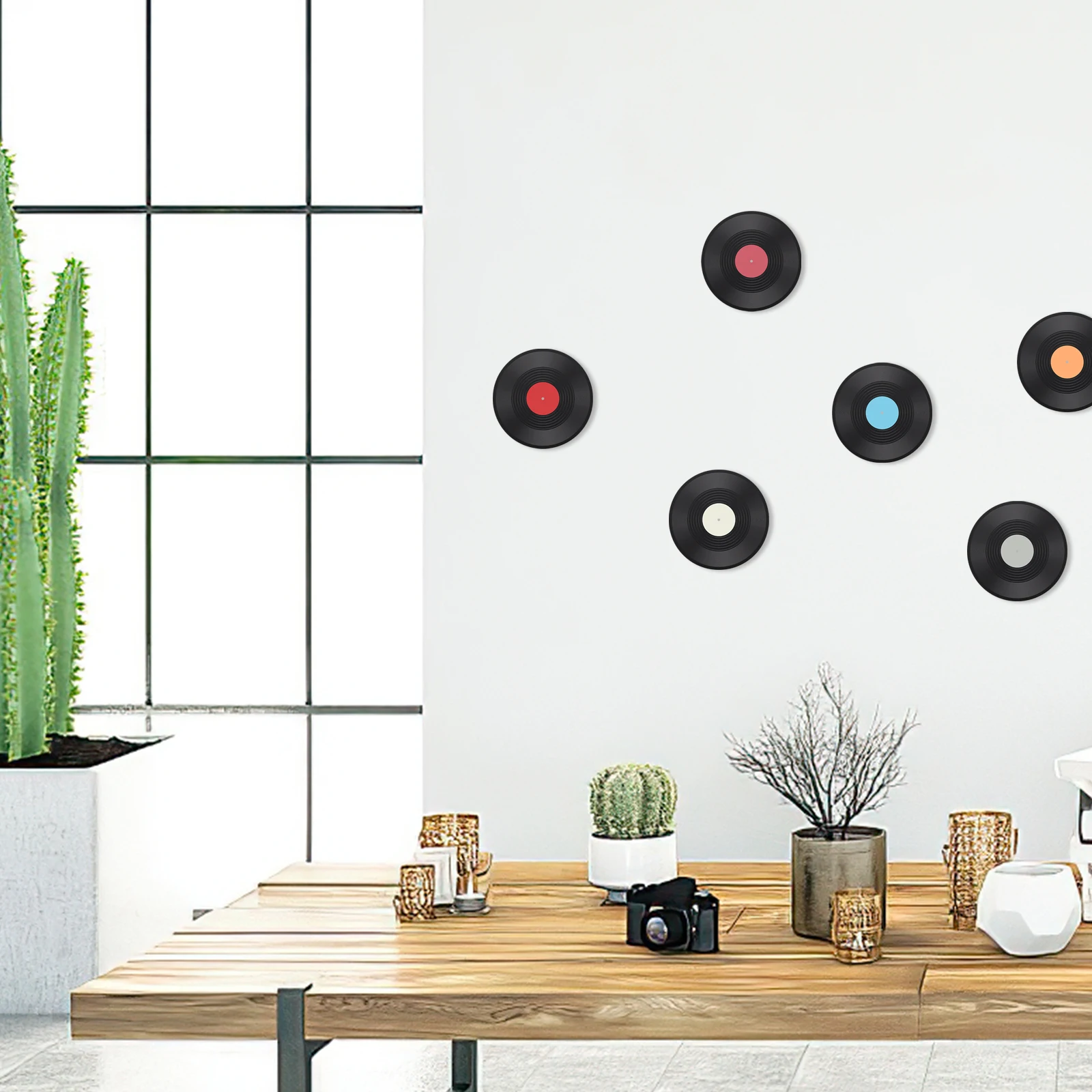 

6 Pcs Record Wall Decor Retro Fake Discs Decoration Plastic for Home Café Bar Gifts Disco Party Interior Adornments