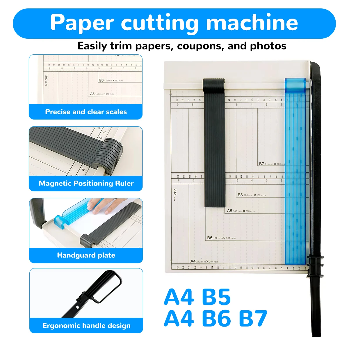 B7-A4 Manual Detachable Paper Cutter Office Supplies Multi-Functional Cutting Machine Photo Trimming Tool with Stripping Press