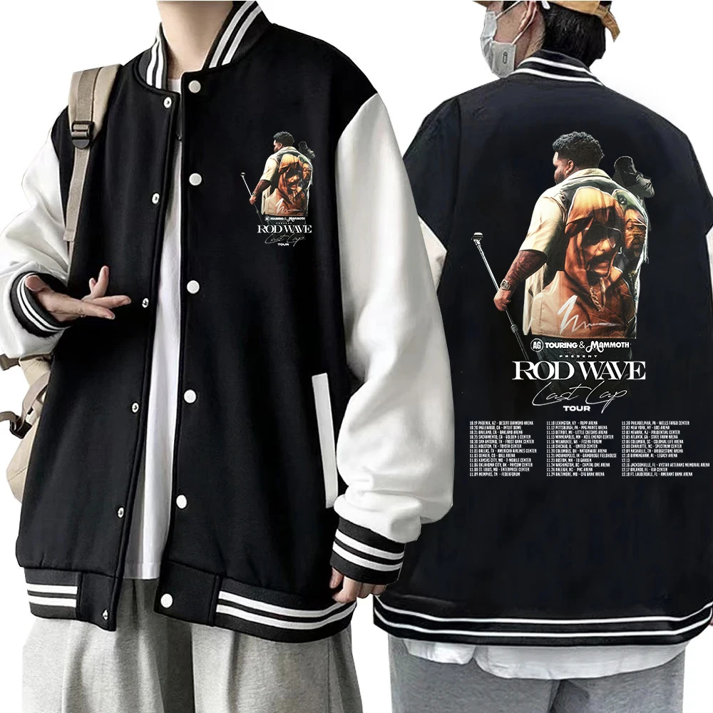 Rod Waves Last Lap Tour 2024 Hoodie Baseball Uniform Jacket Women Men Team  Baseball Jacket Hoodie