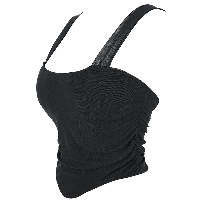 Top corto plisado con tirantes para mujer, corsé femenino con Espalda descubierta, Tops de tubo, camisola Sexy y elegante