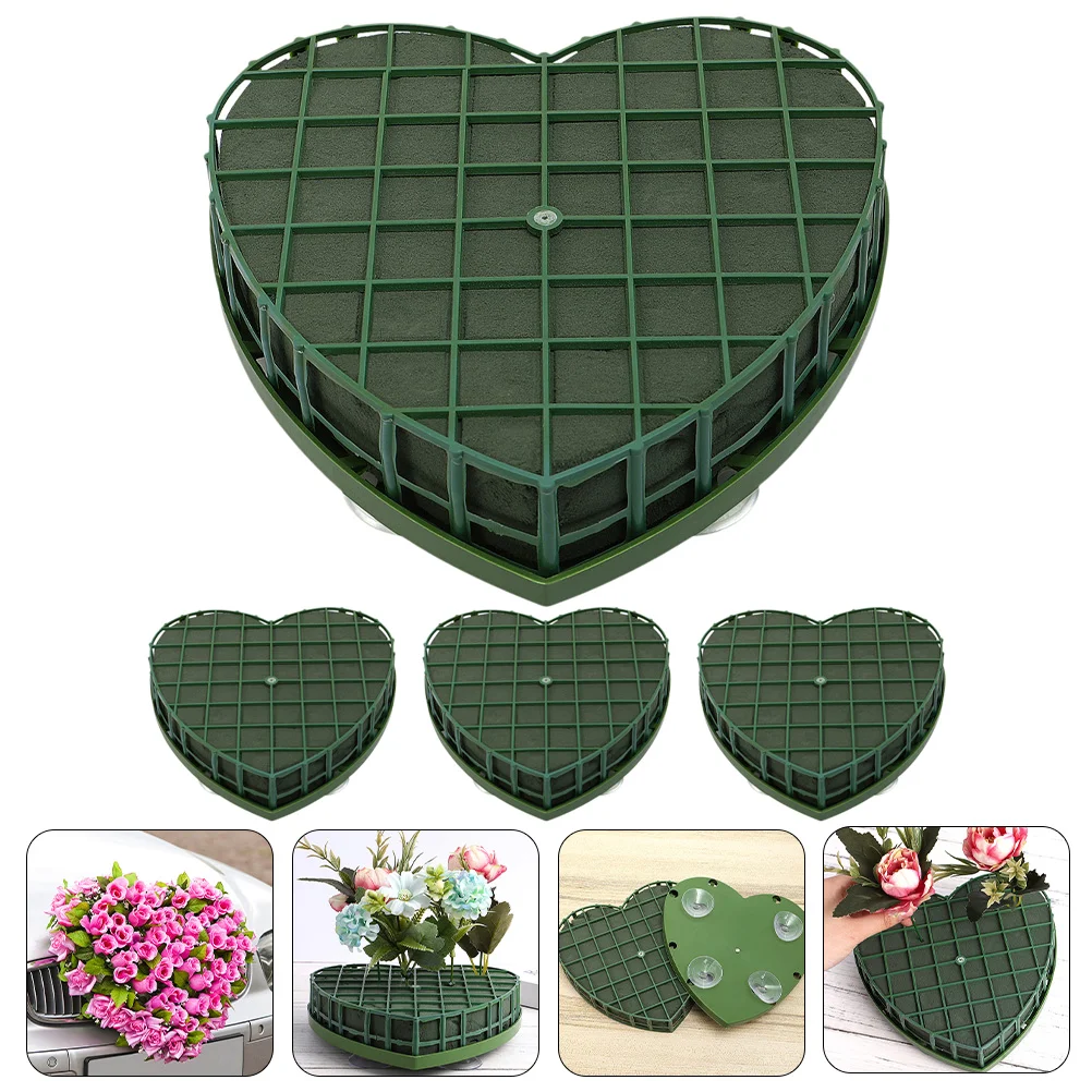 

4 Pcs Plant Heart-Shaped Flower Mud Wedding Car Decor Floral Arrangement Bricks