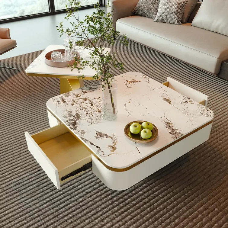 

#For Luxury Gold Square Nesting Coffee Table Set Modern Faux Marble Center Table Living Room Simple Household Furniture Home
