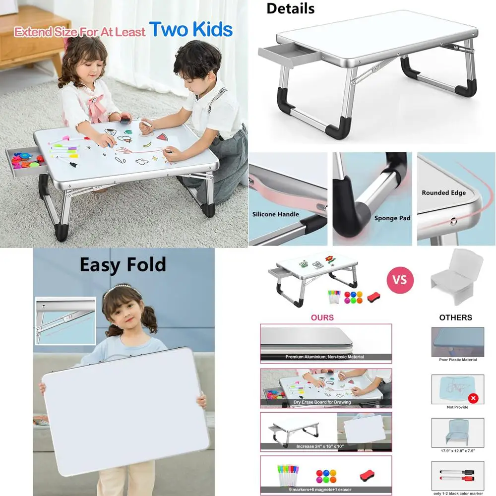 

Children's Dry Erase Board Desk, Art and Activity Table, Perfect for Homework and Play (24 x 16)
