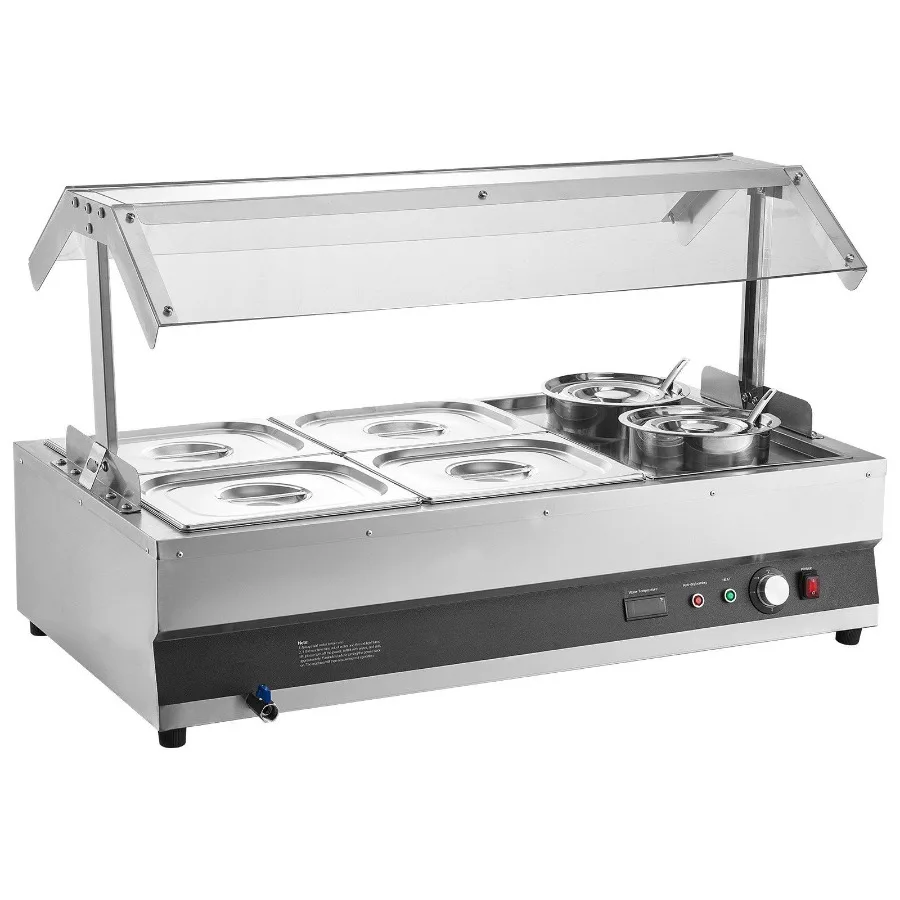 

Commercial Soup Warmer Soup Station with Cover 2Pot 4Pan Soup Kettle