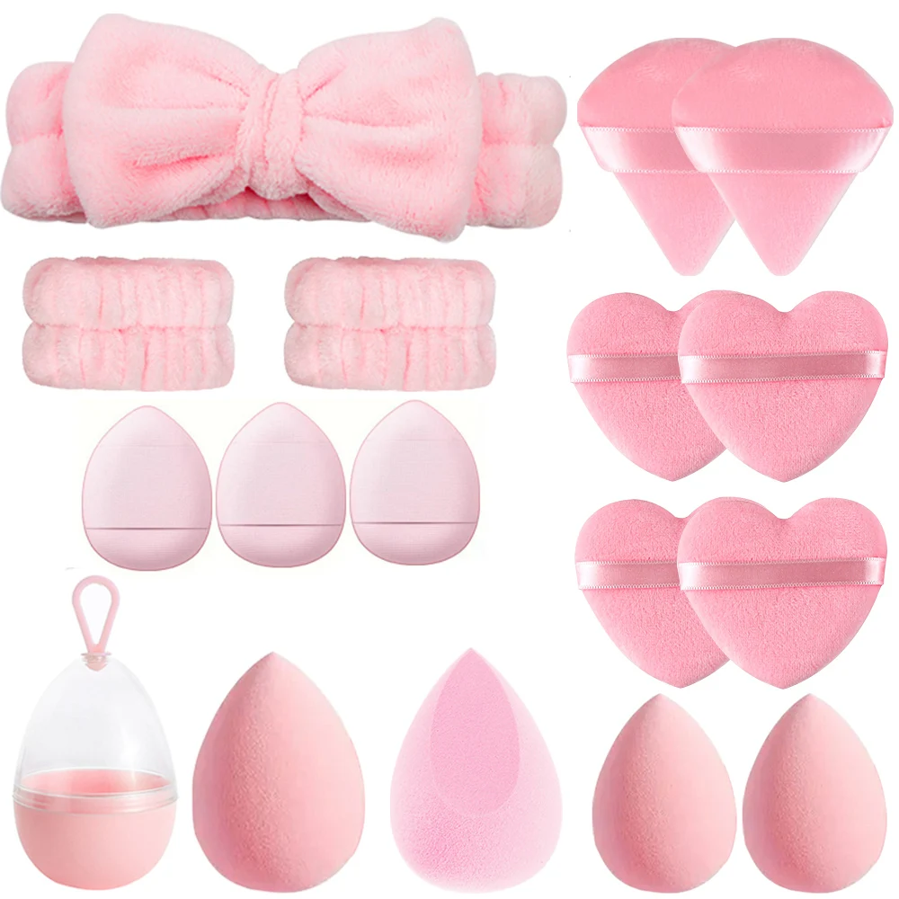 

17Pcs Makeup Sponge Blender Set Beauty Egg Foundation Cosmetic Sponges Powder Puff With Wash Face Headbands Women Make Up Tools