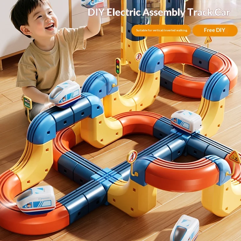 ชุดรถไฟรางแม่เหล็กไฟฟ้าสำหรับเด็ก - ของเล่นเสริมสร้างทักษะ STEM สร้างสรรค์ DIY ยานพาหนะต้านแรงโน้มถ่วง