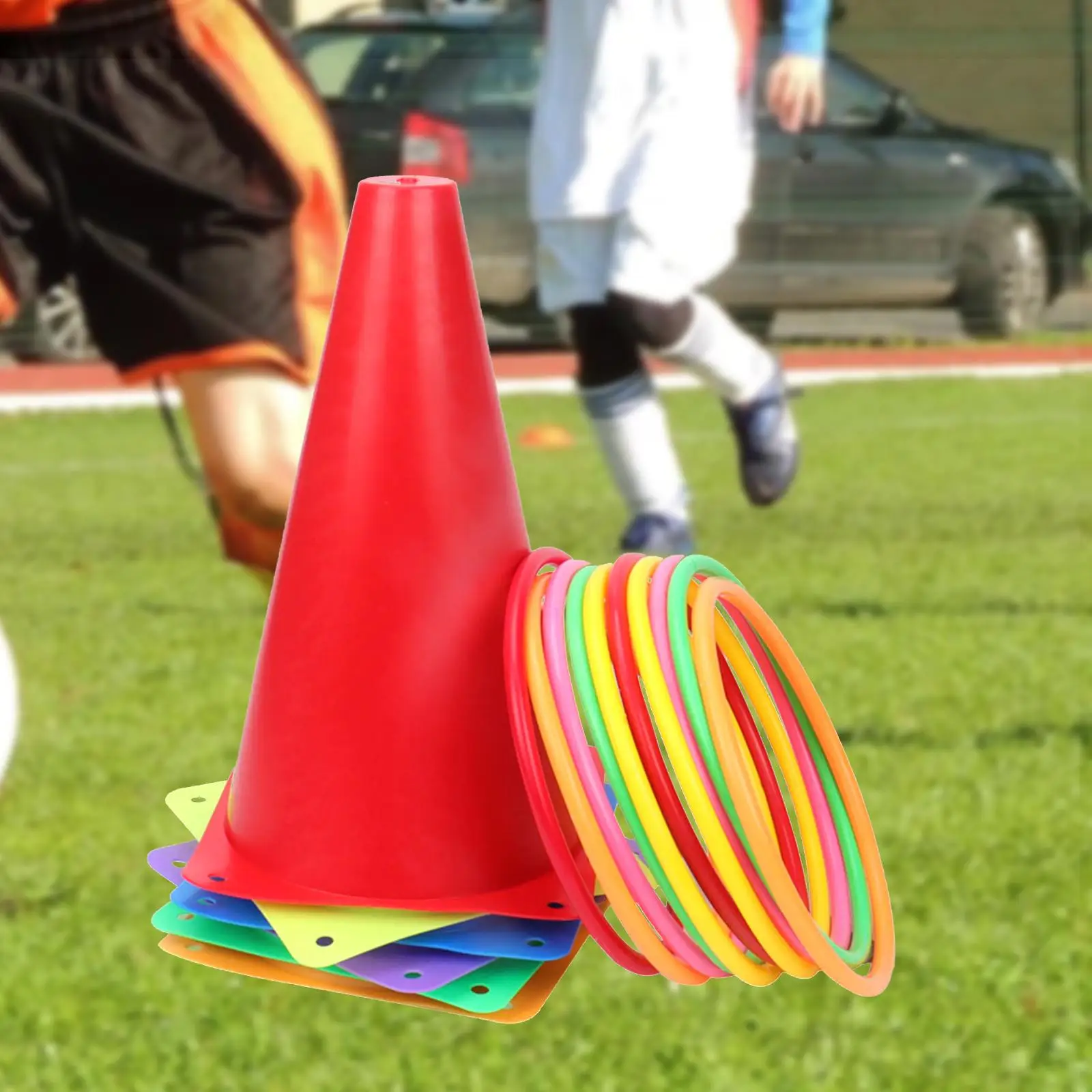 Rings Toss Game 9 inch Traffic Cones Backyard Game for Sport Training Garden Lawn Indoor Outdoor Activity Festive Events