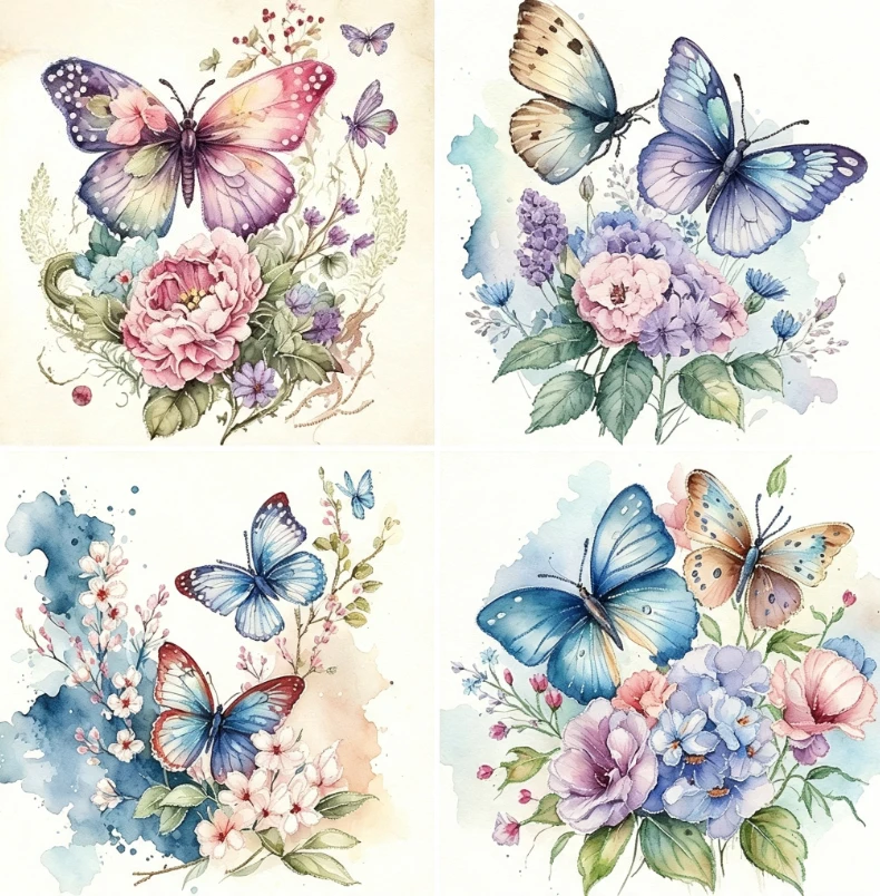 Handmade DIY Oil Painting By Numbers Flowers Butterfly Floral Nature Scene on Canvas Wall Decor for Room Handmade Hobby Gift