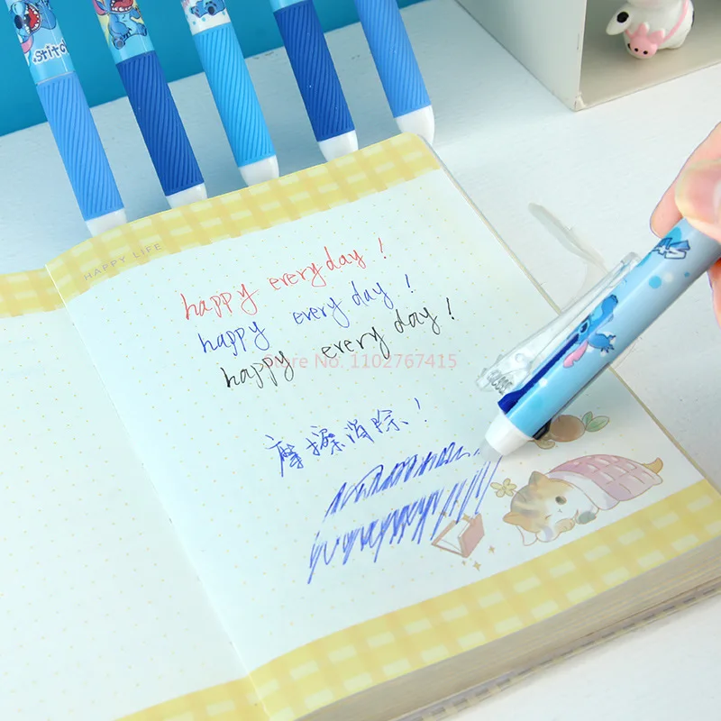 6/36 قطعة ديزني غرزة ثلاثة ألوان قابل للمسح الصحافة قلم محايد اللون 0.5 لون طالب Diy بها بنفسك حساب اليد القلم لطيف مفتاح قلم تحديد هدية #5