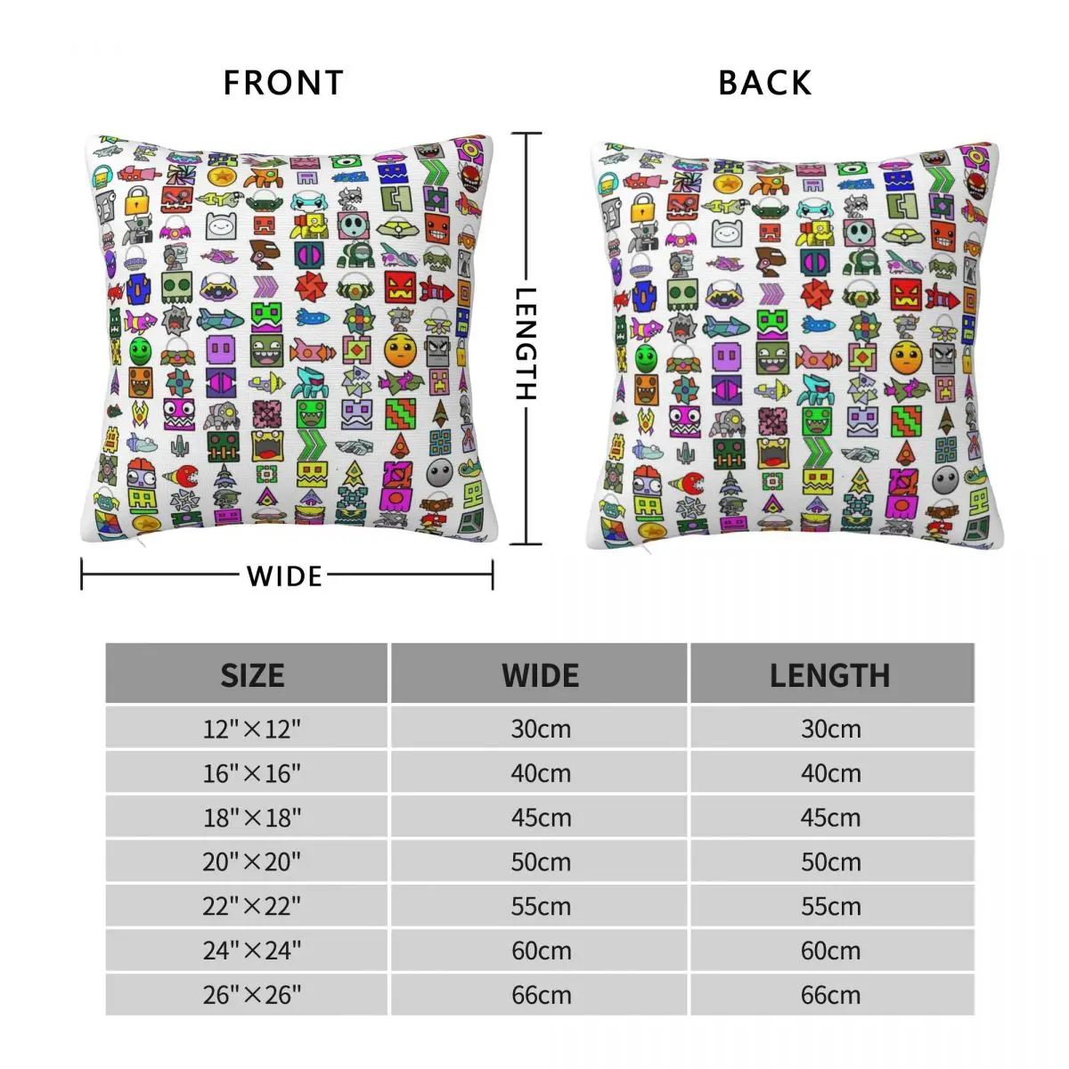 Geometry Dash My Unlocks Icons Square Pillowcase Polyester Linen Velvet Pattern Decorative Pillow Case Sofa Cushion Cover 18