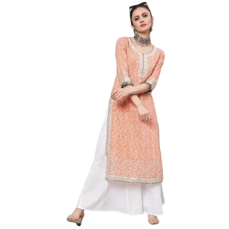 

Summer Indian Dresses for Women Cotton Printed Ethnic Style Pakistani Clothes Roupa Indiana Hindi Dress Thin Tops