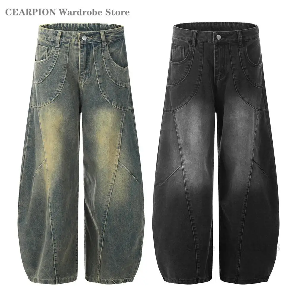 

Винтажные широкие джинсы в американском стиле, прямые длинные брюки с высокой талией, новые весенние повседневные брюки, свободные модные мужские уличные брюки
