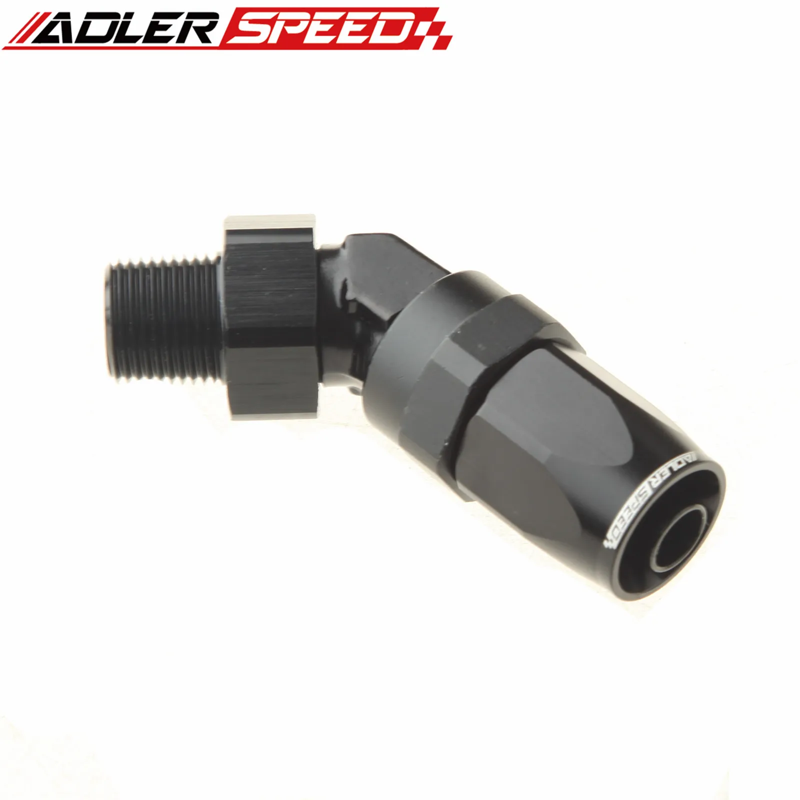 ADLERSPEED 6AN-1/8" NPT,6AN-3/8" NPT,8AN-3/8'' NPT,8AN-1/2" NPT.AN10-3/8" NPT 45 90 Deg Swivel Fuel Oil Hose End Fitting Adaptor