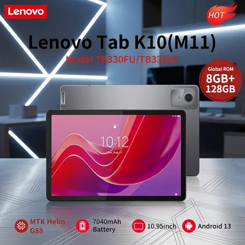 Lenovo Tab K10 M11 8GB 128GB WIFI LTE MTK Helio G88 Global Rom Android 13 Tablet 11'' 90Hz Display GPS PAD Battery 7040mAh