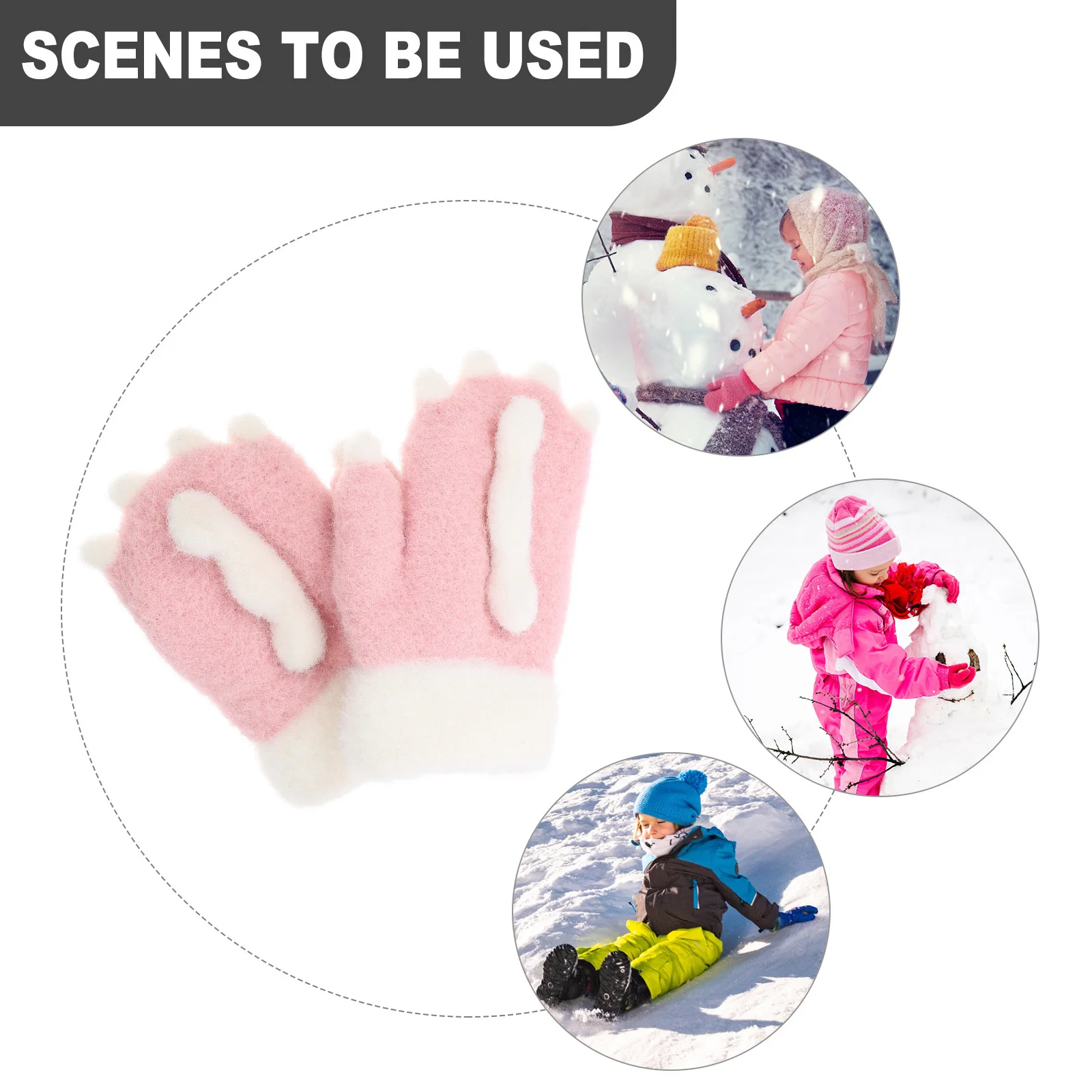

1 Pair Kids Cashmere Gloves Winter Warm Full-Finger Soft Comfortable Windproof Thicken Outdoor Children'S Hand Protection Gloves