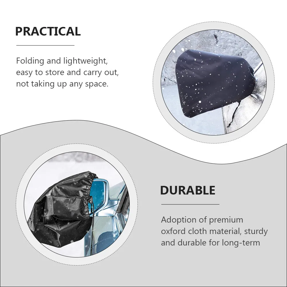1Pair Premium Oxford Cloth Rearview Mirror Cover Easy Install Remove Foldable Lightweight Waterproof Uv Frost Snow Ice