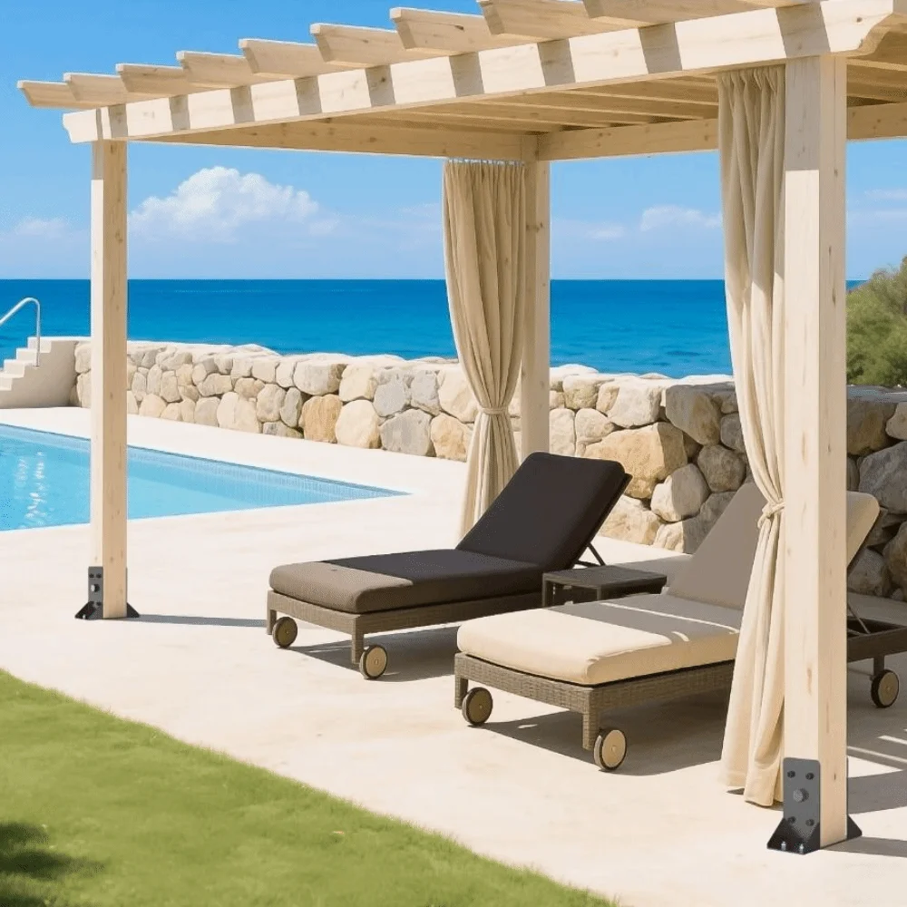 

Сверхмощная опора для перил на палубе, стальной черный опорный кронштейн для стойки, 4x4 дюйма/6x6 дюймов, устойчивый к коррозии кронштейн для поручней