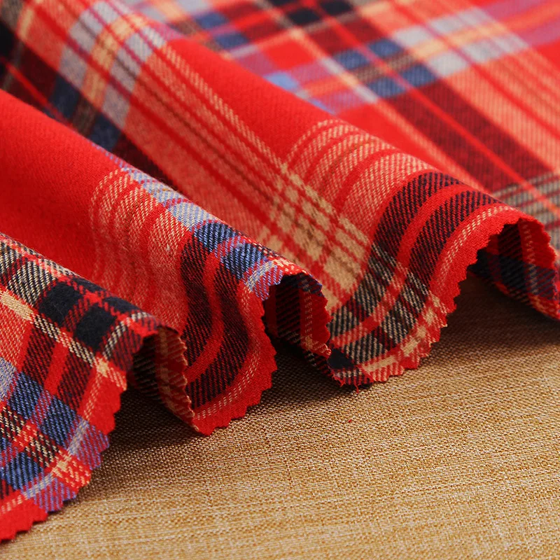 Medium Thick Scottish Checks Polyester Cotton Fabric for Sewing Ladies Skirt School Uniform Skirt Fabric Christmas Decorations