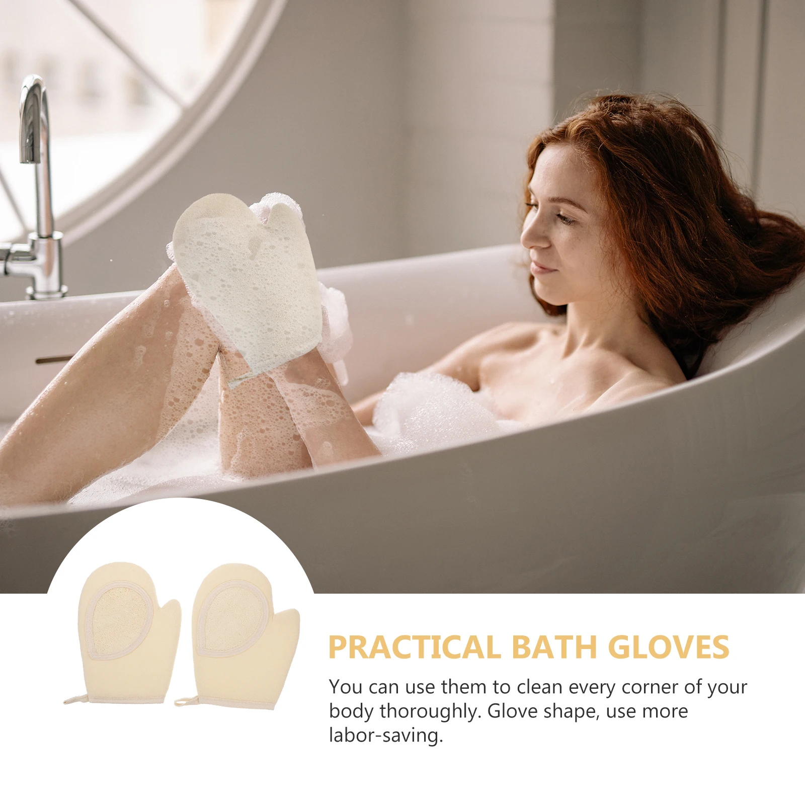 

2Pcs Bath Towel Gloves Exfoliating Body Washing Scrubbers Mitts Washcloths Practical Bath Tools Bathroom Accessories