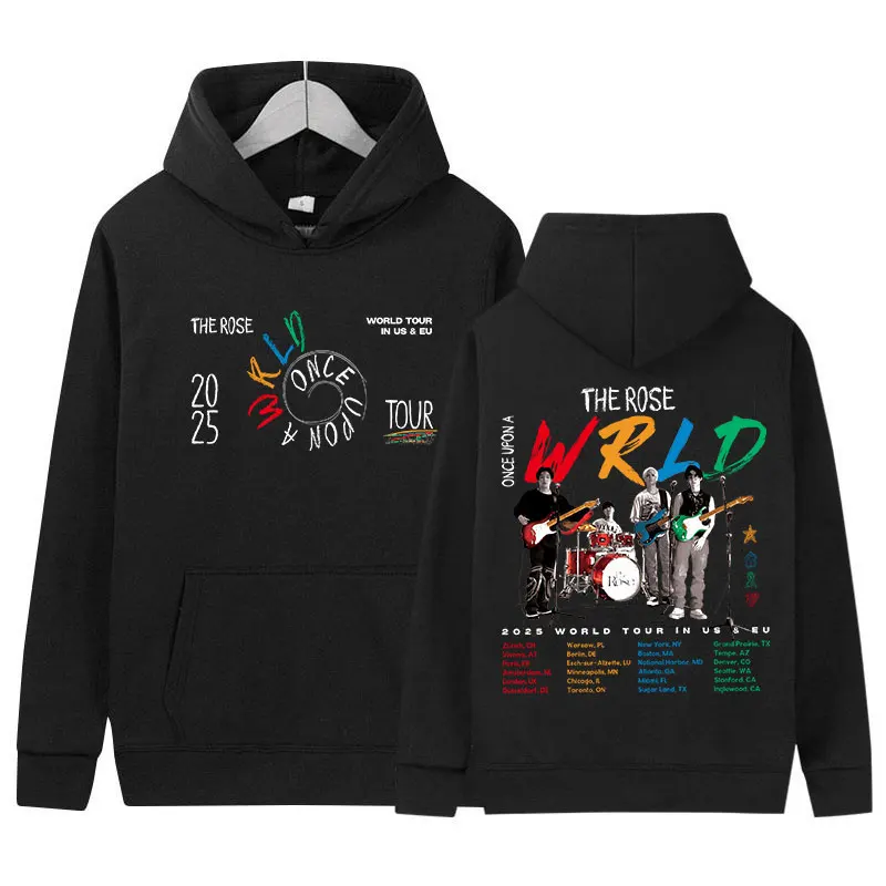 Rapper The Rose Once Upon AWRLD World Tour 2025 Álbum com capuz Homens Mulheres Y2K Moda Harajuku Manga comprida Fleece Hoodies Streetwear