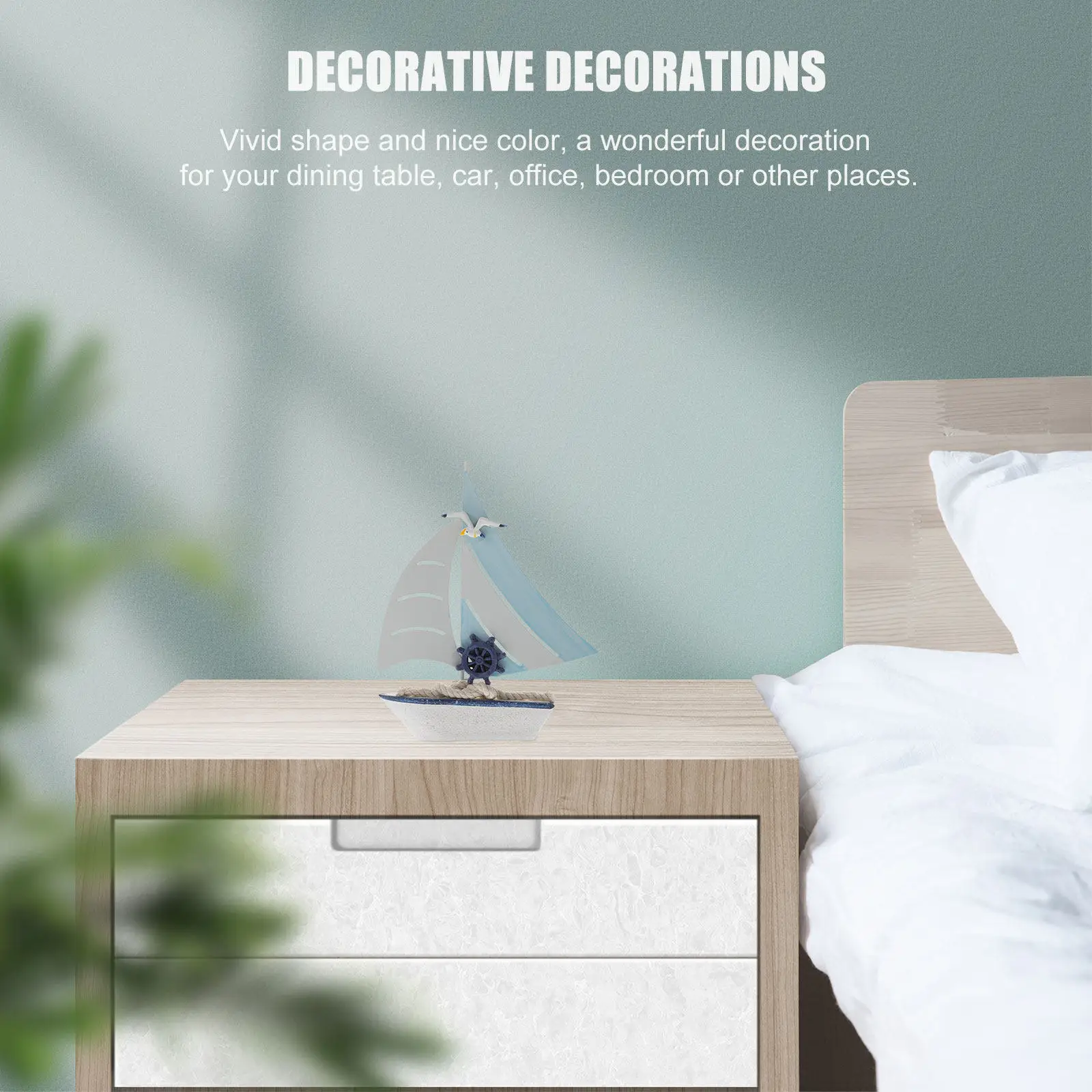 

Sailing Ship Decor Wooden Miniature Sailboat Nautical Desktop Ornament Mediterranean Style Wooden Sailing Boat for Home Office
