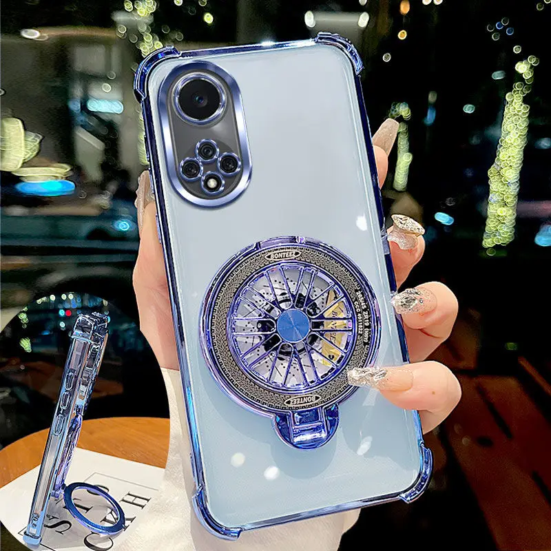Glitter Shockproof Plating Gyro Bracket phone holder Case on For Honor 50 Huawei Nova 9 back Stand Cover Android Phone Case - náhled 2