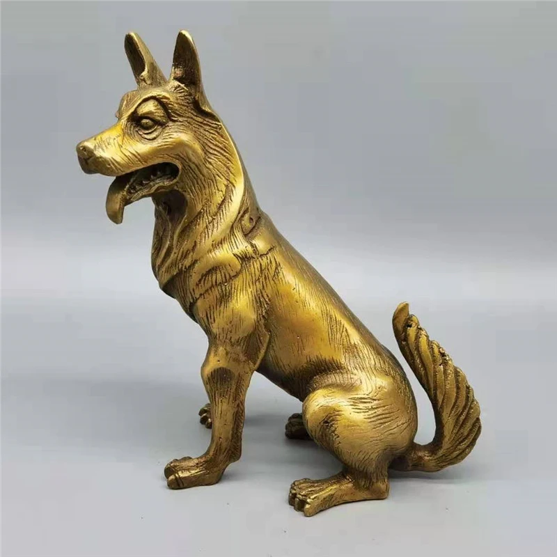 Pure twelve zodiac signs , big wolf , copper fortune dog, living room entrance home decoration, office craft orname