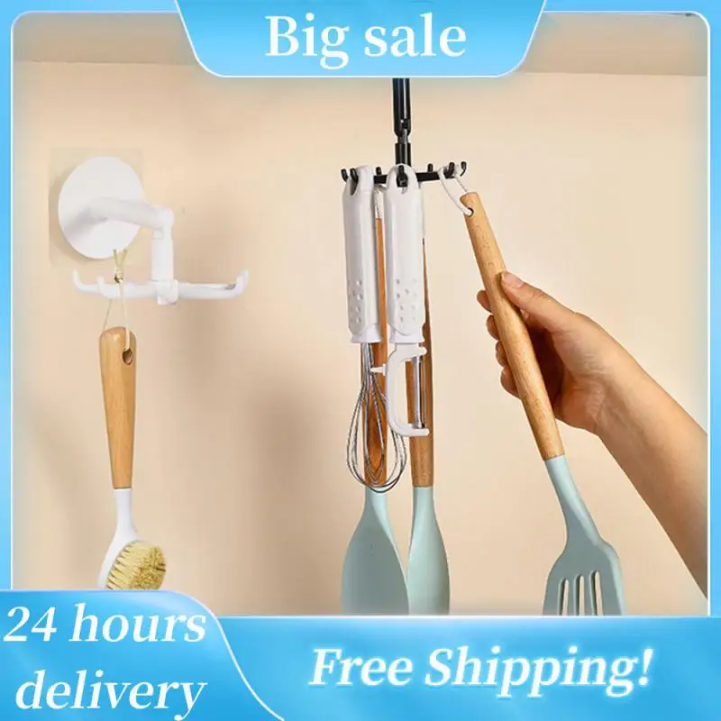 Upgraded Multi-function Rotatable 7-claw Hook 360 ° Seamless Punch Free Hook Kitchen Storage Hook Bath Self Adhesive Hooks