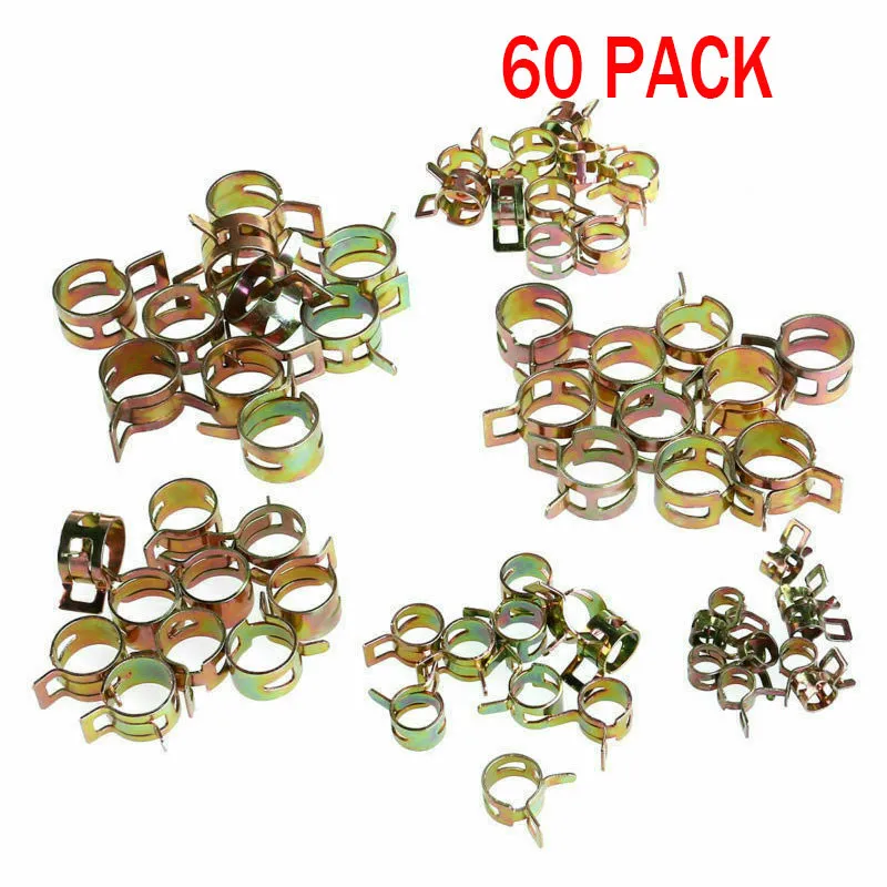 60 Pcs Hose Clamps Fasteners Adjustable Flat Type Assortment Kit Drainage Pipe for Pvc