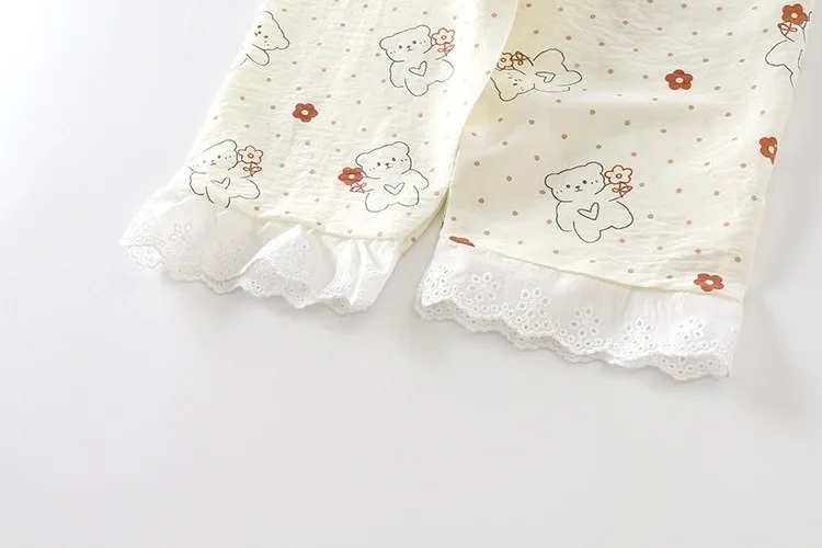 Niedliche Blumen-Schlafkleidung für Kinder, 2-teiliges Set, Homewear-Pyjamas für Kleinkinder, dünn, für Frühling und Sommer, Jungen- und Mädchenbekleidung für klimatisierte Räume – Detail 10