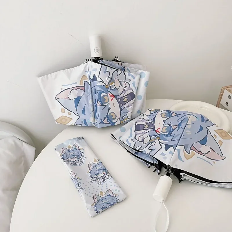 Honkai:Star Rail figura de Anime engrosada domingo hombres y mujeres paraguas plegable portátil Manual Universal paraguas esenciales para el hogar