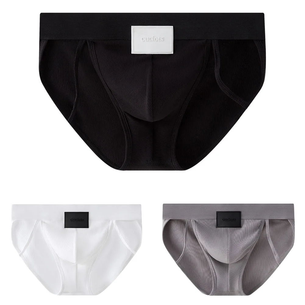 Sports Wear Men Cotton Briefs U Pouch Underpants Close Fitting Breathable Underwear Classic Style Elastic Fabric