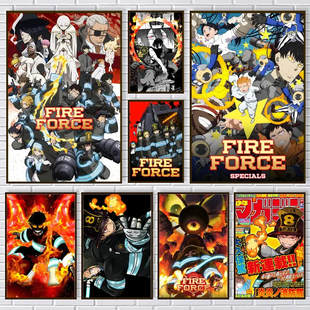 Anime Popular Classic TV Fire Force Poster PP Paper Wall Art for Living Rooms Bars Cafes Stylish Home Decor Gift