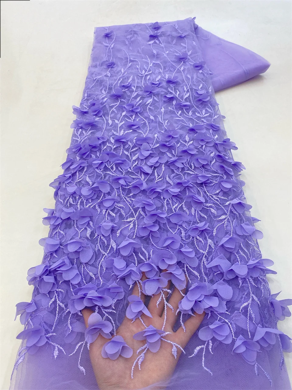 Tessuto africano del pizzo del fiore del ricamo 3D di Tulle di modo di alta qualità per il cucito del partito dell\'abito da sposa HXZ5846