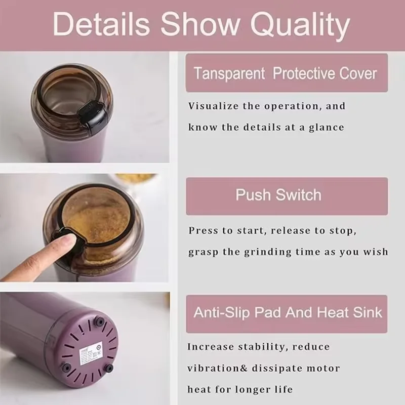 Multifunctional practical and convenient electric grain grinder spice coffee bean grinder household portable herb grinder image 5