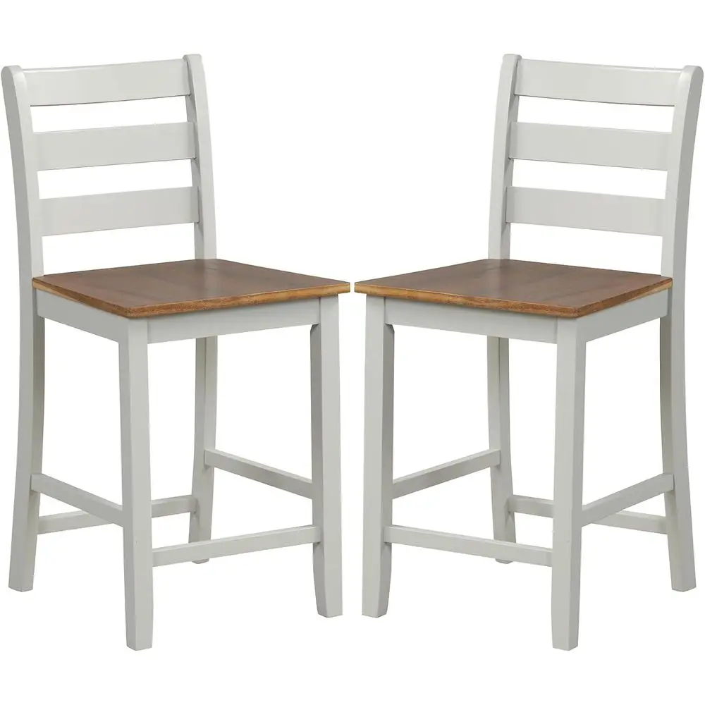 

Комплект из 2-х барных стульев высотой 24 дюйма с спинками, подставкой для ног из каучукового дерева, ножками из акации, светло-серый цвет