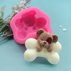 1 piece, puppy gnawing bone silicone mold, pastry baking tool, handmade soap mold, gypsum drip glue mold