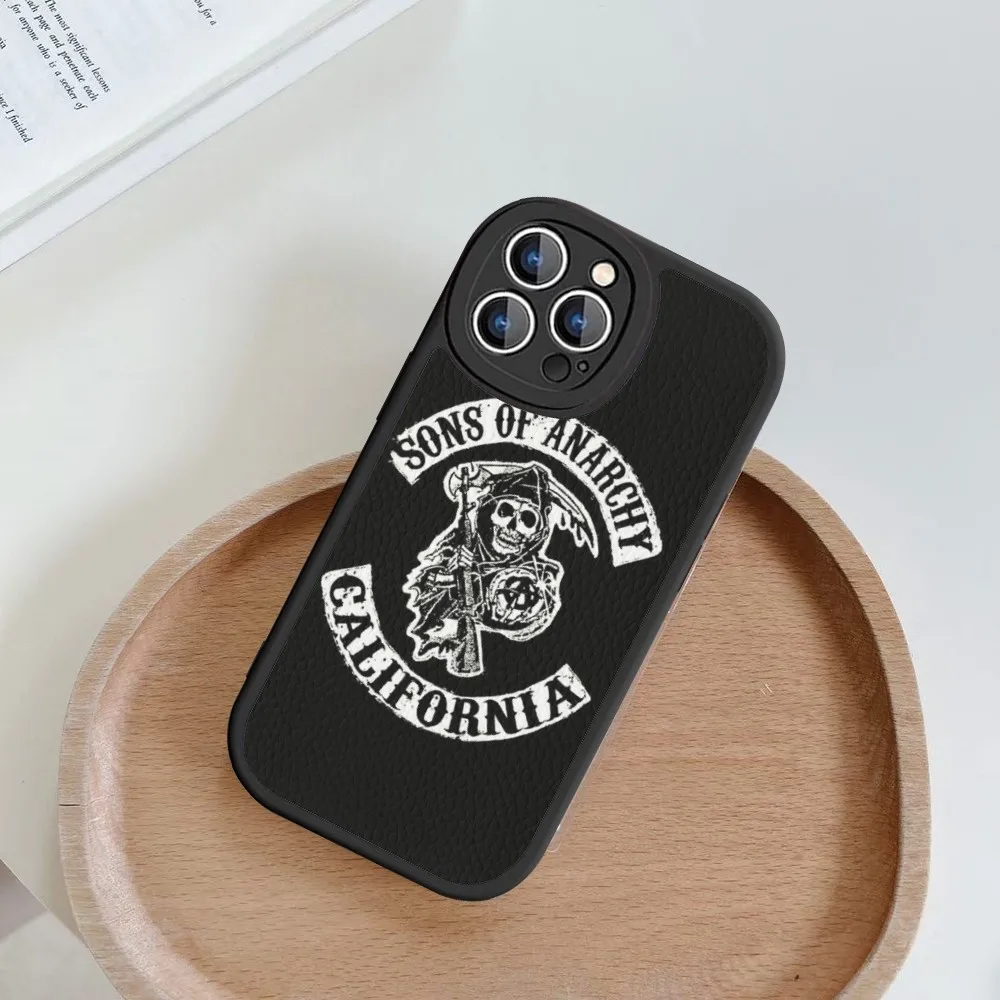 American TV Sons of Anarchy Phone Case Hard Leather For iPhone 14 13 12 Mini 11 14 Pro Max Xs X Xr 7 8 Plus Fundas