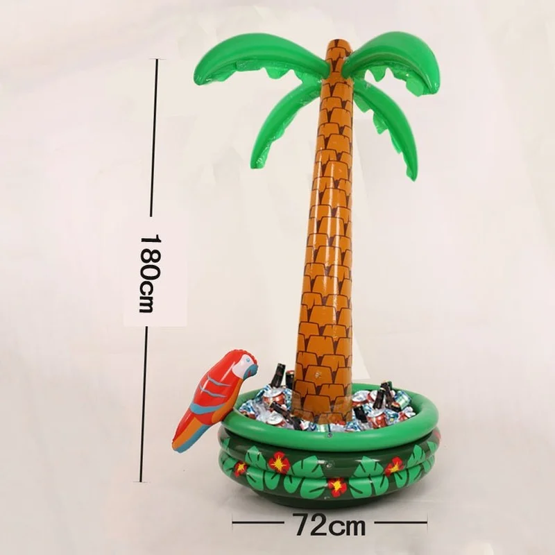하와이 시리즈 대형 팽창식 코코넛 야자수 나무 음료 쿨러 아이스 버킷, 샌드비치 파티 장식 용품, 수영장 장난감