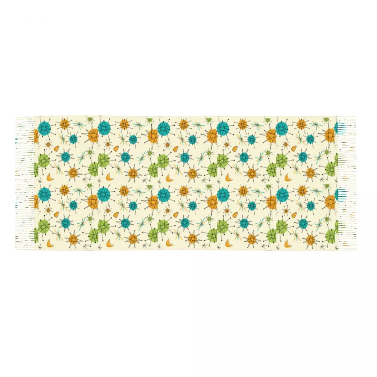 Женские большие ретро атомные абстрактные геометрические шарфы, женские зимние толстые теплые шаль с кисточками, абстрактный шарф середины века