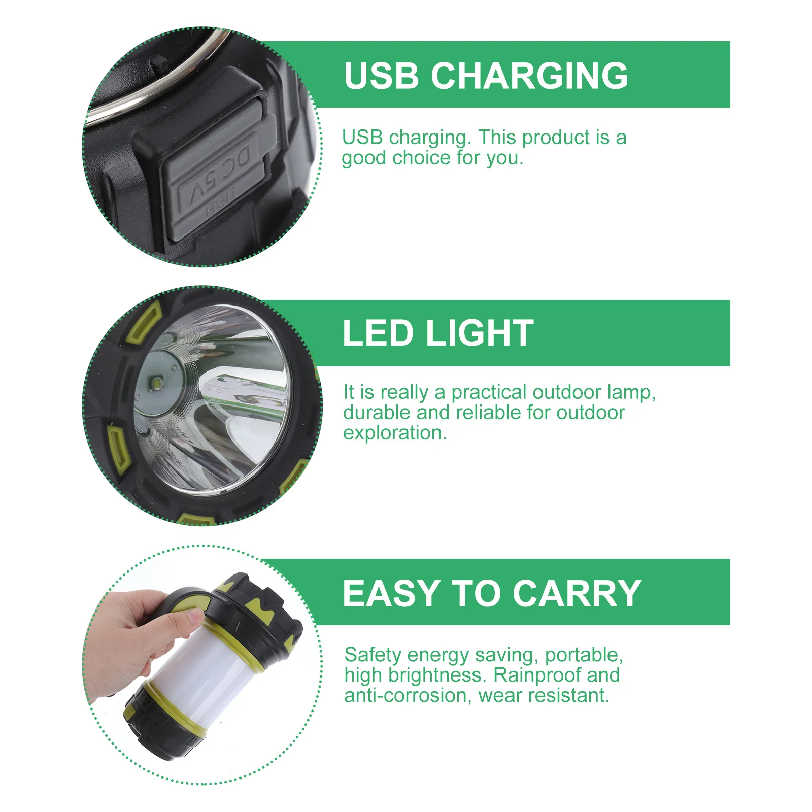 

USB Charging LED Rechargeable Camping Lantern Grey Portable Outdoor Emergency Emergency Light 3 Modes Hiking Flashlight Red