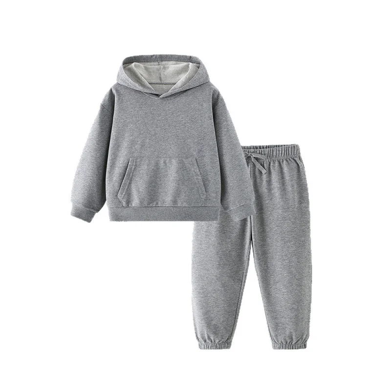 2025Kinder-Hoodie- und Jogginghose-Set für Herbst und Winter, einfarbiges Basic-Zweiteiler-Set, auf Lager für Direktlieferung